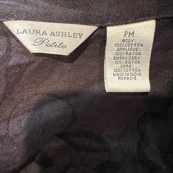 Laura Ashley Black Jean Denim Beaded Embroidered Jacket Cotton Size PM - Picture 7 of 8